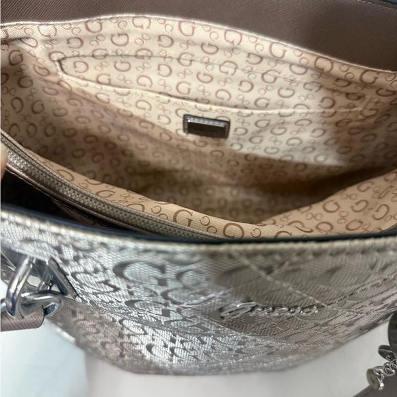 Guess Shimmering Silver Logo Tote - Picture 3 of 4